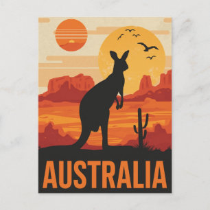 Carte Postale Kangourou au coucher du soleil en Australie