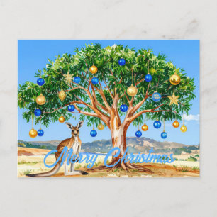 Carte Postale Kangourou sous un eucalyptus avec des boules de No