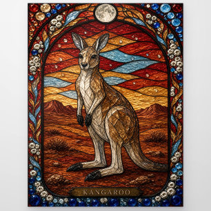 Carte Postale Kangourou, vitrail Desert Star