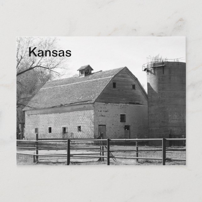 Carte Postale Kansas Barn et Silo (Devant)