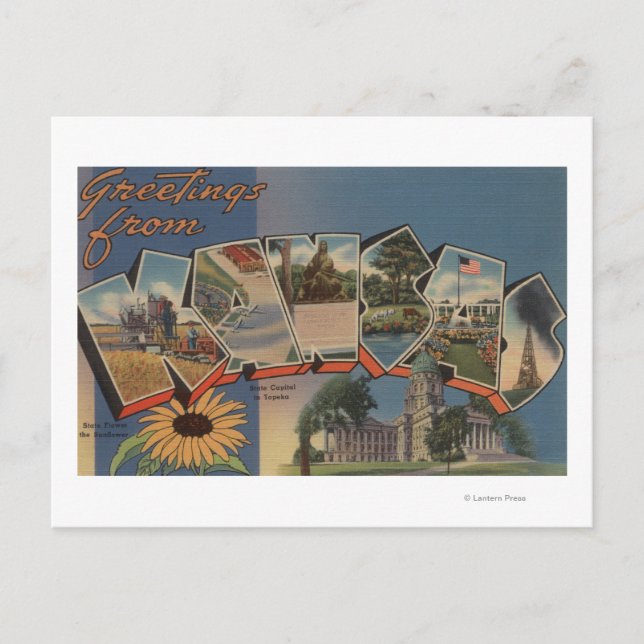Carte Postale Kansas (Capitale d'État/Fleur) (Devant)
