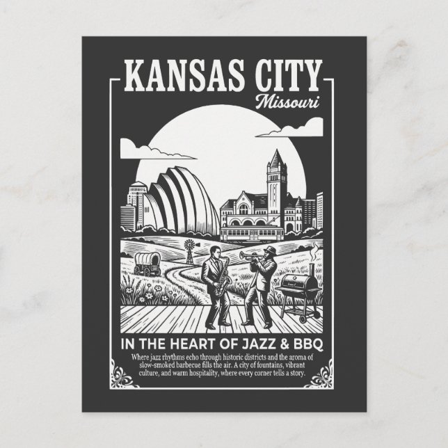 Carte Postale Kansas City Missouri In The Heart of Jazz and BBQ (Devant)