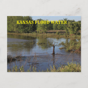Carte Postale Kansas Eau d'inondation dans un champ de ferme.Car
