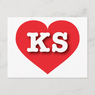 Carte Postale Kansas Red Heart - J'aime KS
