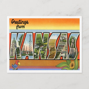 Carte Postale Kansas Salutations Des États-Unis