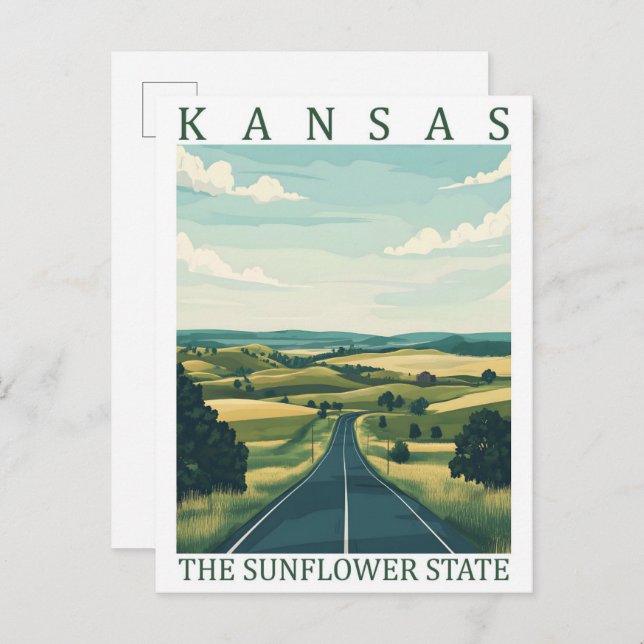 Carte Postale Kansas Sunflower State USA Travel Place (Devant / Derrière)