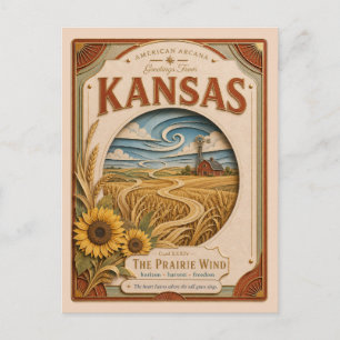 Carte Postale Kansas Vintage Paper Cut American Arcana
