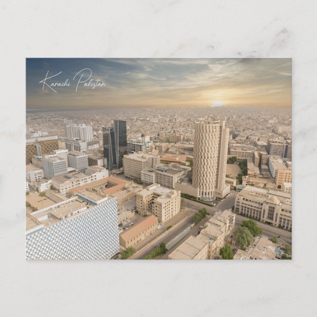 Carte Postale Karachi vintage Pakistan Voyage aquarelle rétro (Devant)