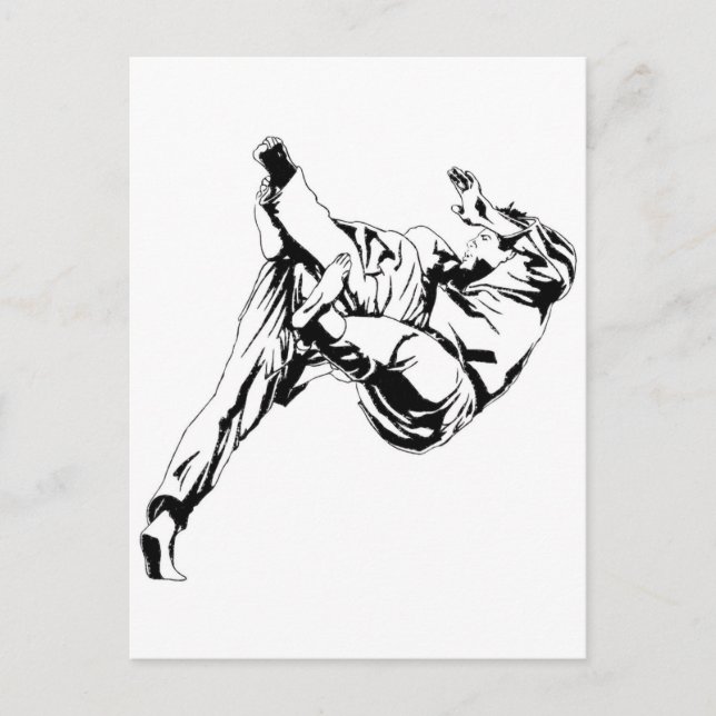 Carte Postale Karate et un judo. Techniques des lancements (Devant)