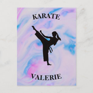 Carte Postale Karate Féminin Tourbillon Pastel