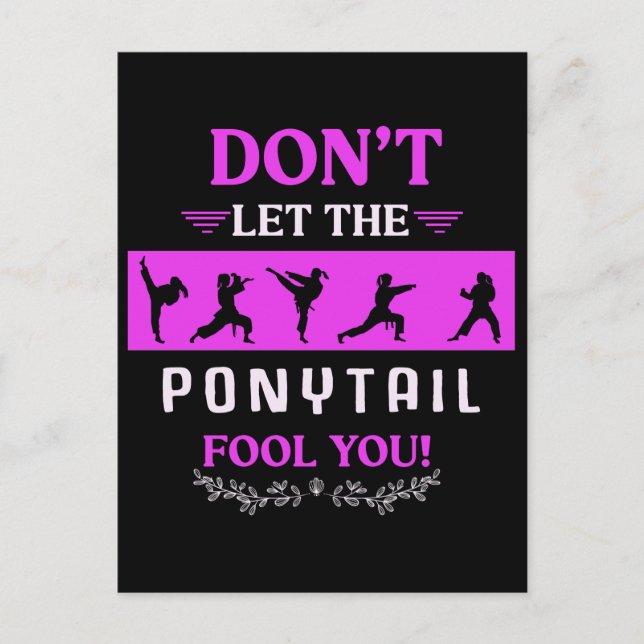 Carte Postale Karate Girl Funny Black Belt Taekwondo Combattre (Devant)