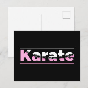 Carte Postale Karate rose Arts martiaux Typographie moderne