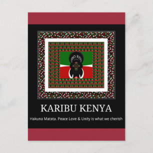 Carte Postale Karibu Kenya: Couleurs Vibrantes du Drapeau Nation