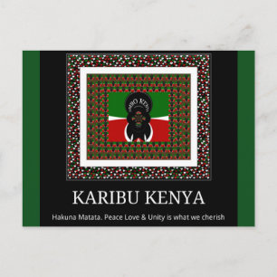 Carte Postale Karibu Kenya : Les couleurs vives du drapeau natio
