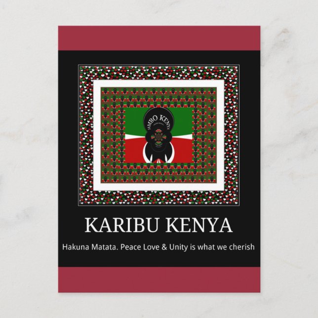 Carte Postale Karibu Kenya : Les couleurs vives du drapeau natio (Devant)