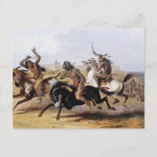 Carte Postale Karl Bodmer - Course de chevaux des Sioux