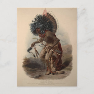 Carte Postale Karl Bodmer-Minatarre Guerrier en Costume de Danse