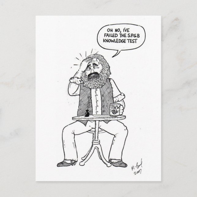 Carte Postale Karl Marx échec test SPGB (Devant)