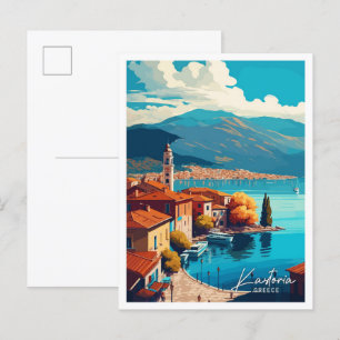 Carte Postale Kastoria Grèce Voyage Vintage Illustration