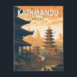 Carte Postale Kathmandu Nepal Travel Art Vintage<br><div class="desc">Kathmandu design de déplacement vectoriel rétro. Katmandou,  la capitale du Népal,  est située dans une vallée entourée par les montagnes de l'Himalaya.</div>