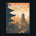 Carte Postale Kathmandu Népal Voyage Art Vintage<br><div class="desc">Conception de voyage vectorielle rétro Kathmandu. Kathmandu,  la capitale du Népal,  est située dans une vallée entourée des montagnes himalayennes.</div>