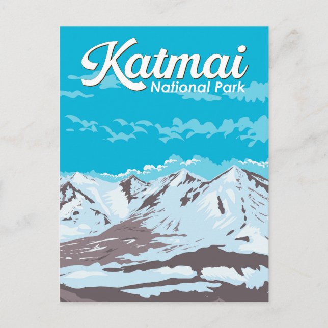 Carte Postale Katmai National Park Illustration Voyage Art Retro (Devant)