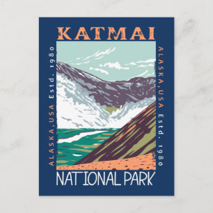 Carte Postale Katmai Parc National Alaska Vintage en détresse