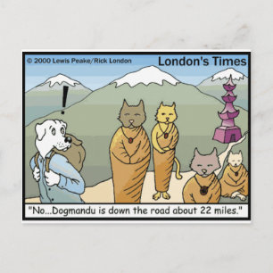 Carte Postale Katmandu Dogmandu Chien Vs Chat Cadeaux Drôles & T