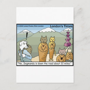 Carte Postale Katmandu Dogmandu Chien Vs Chat Cadeaux Drôles & T