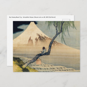 Carte Postale Katsushika Hokusai - Garçon regardant le Mont Fuji