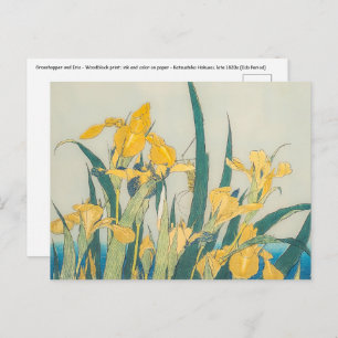 Carte Postale Katsushika Hokusai - Grasshopper et Iris