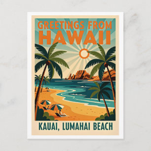 Carte Postale Kauai, Hawaï Voyages Rétro