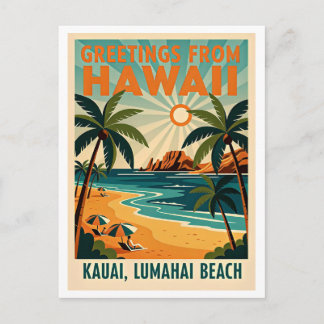 Carte Postale Kauai, Hawaï Voyages Rétro