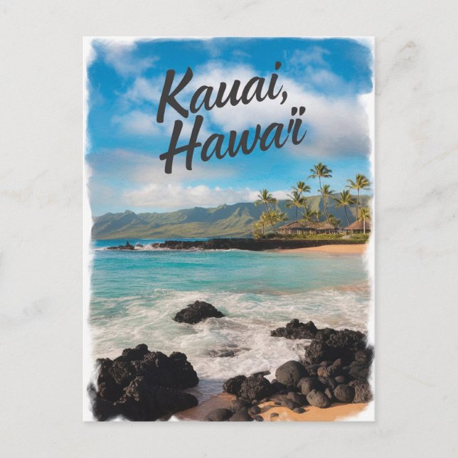 Carte Postale Kauai Hawaii Aquarelle Peinture (Devant)