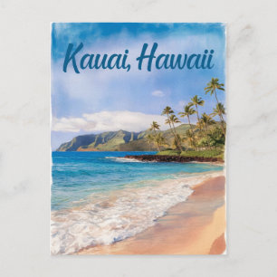 Carte Postale Kauai Hawaii Beach aquarelle peinture