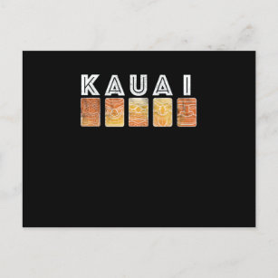 Carte Postale Kauai Hawaii Masques Tiki Vintages
