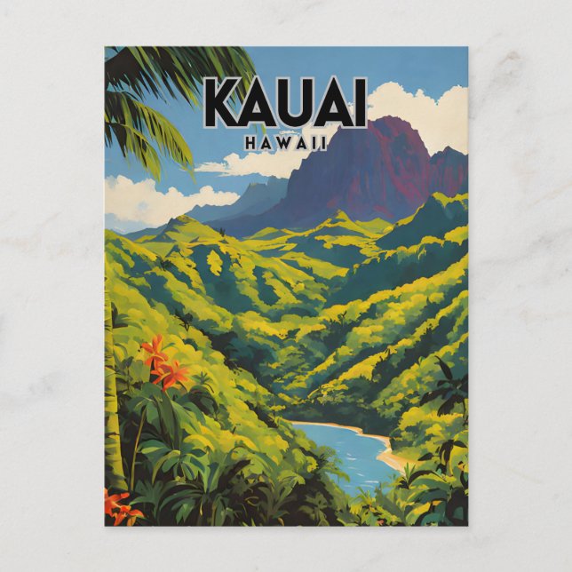 Carte Postale Kauai Nostalgic Travel Art (Devant)