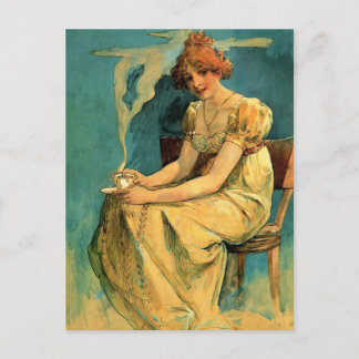 Carte Postale Kava Par Alphonse (Alfons) Mucha ~ Art Nouveau