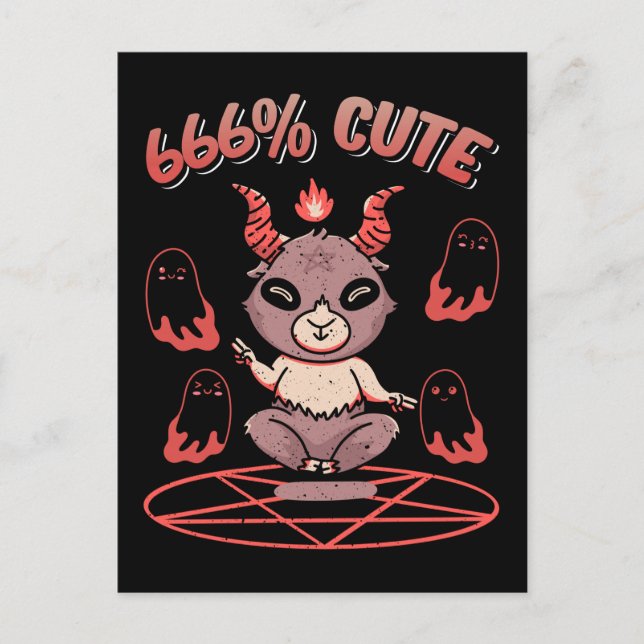 Carte Postale Kawaii Baphomet Occulte diable chèvre (Devant)
