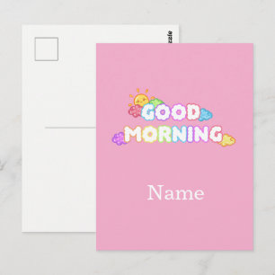 Carte Postale Kawaii Bonjour Soleil & Nuages Arc-en-Ciel