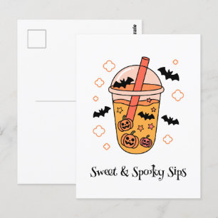 Carte Postale Kawaii boo, joli halloween éffrayant