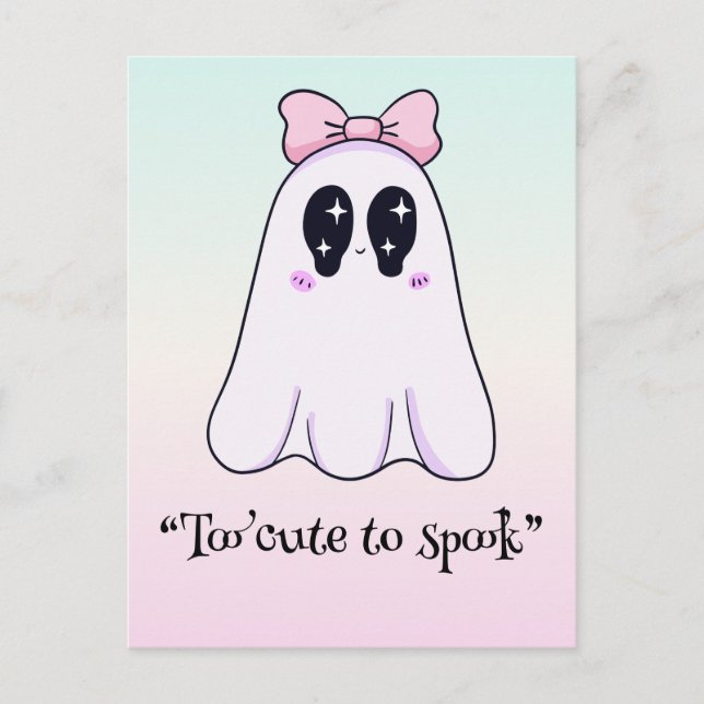 Carte Postale Kawaii boo, joli halloween éffrayant (Devant)