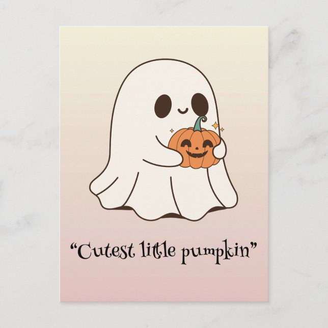 Carte Postale Kawaii boo, mignon Halloween effrayant (Devant)