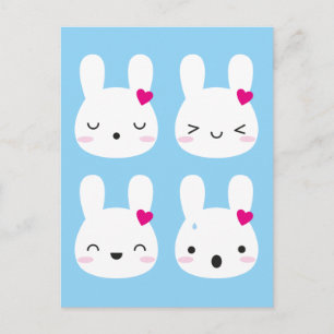 Carte Postale Kawaii Bunny Émotions