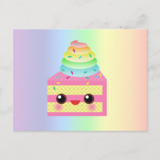 Carte Postale Kawaii Cake rose Arc-en-ciel arrose le dessert amu
