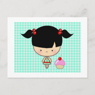Carte Postale Kawaii Cerry Cupcake