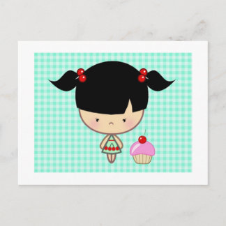 Carte Postale Kawaii Cerry Cupcake