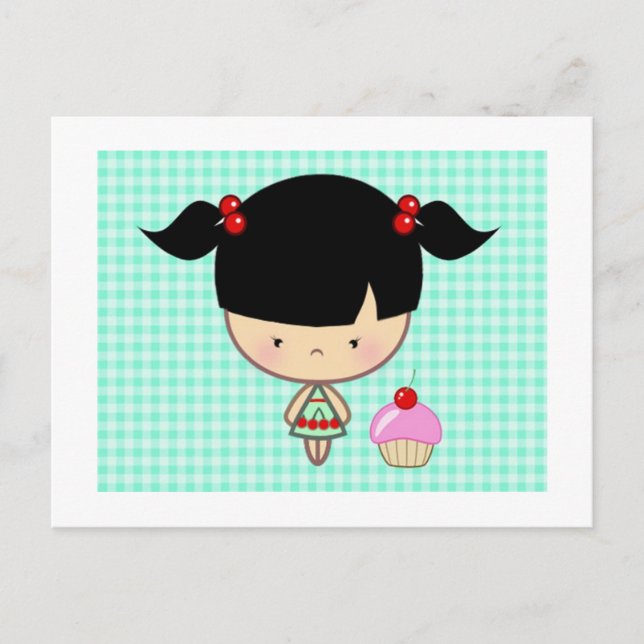 Carte Postale Kawaii Cerry Cupcake (Devant)