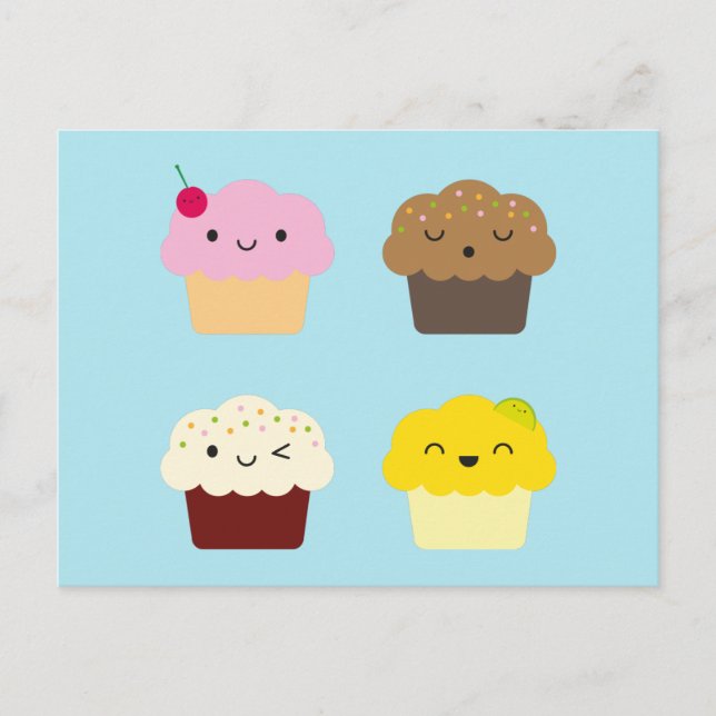 Carte Postale Kawaii Cupcakes (Devant)