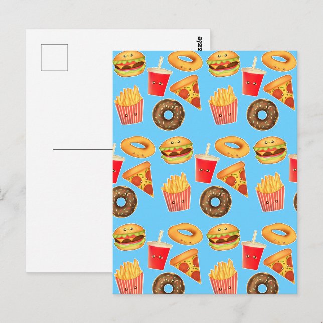 Carte Postale Kawaii Cute Junk Food (Devant / Derrière)